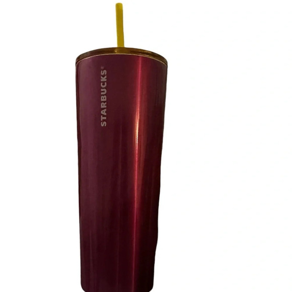 Starbucks 2023 Stainless Steel Petunia Cold Cup Pink 24oz Yellow Lid Straw - Picture 5 of 5